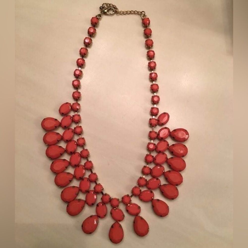 Like New Gold & Coral Pink Statement Necklace